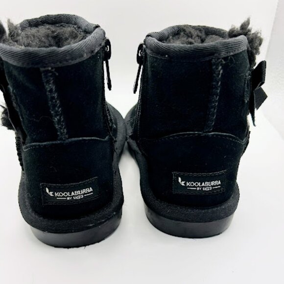 Koolaburra by Ugg 1090330 size 8 Toddlers VICTORIA SHORT BOOT Black Suede Bow - Picture 2 of 11